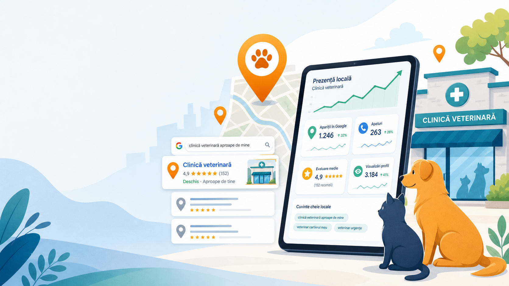 Marketing pentru cabinet veterinar: cum folosești abonamentul de promovare locală de 100 EUR ca să ajungi mai ușor la proprietarii de animale
