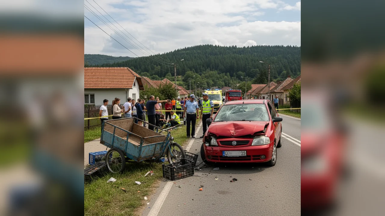 Accident auto grav la Sângeorz Băi între autoturism și triciclu