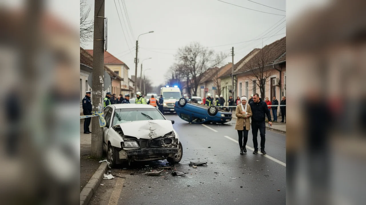 Accident grav în Bistrița: Două persoane internate la spital