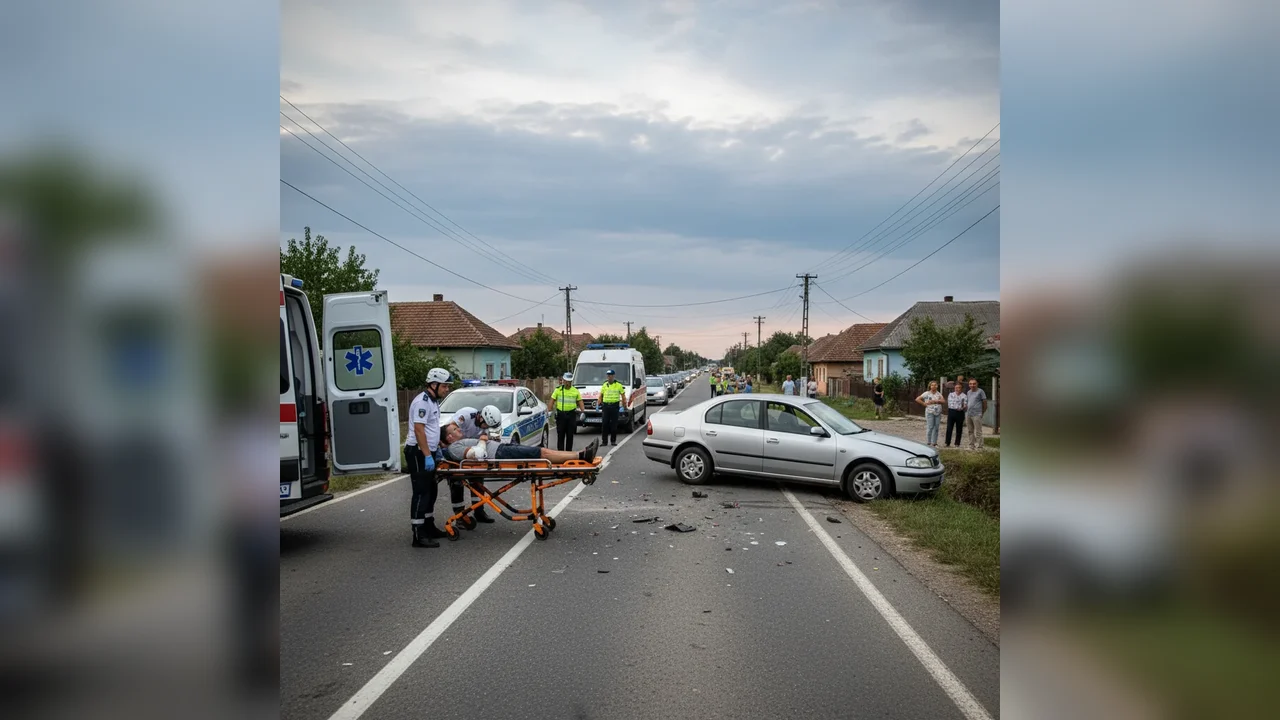 Accident pe DN17 în Unirea: Un bărbat de 66 de ani, rănit și transportat la spital