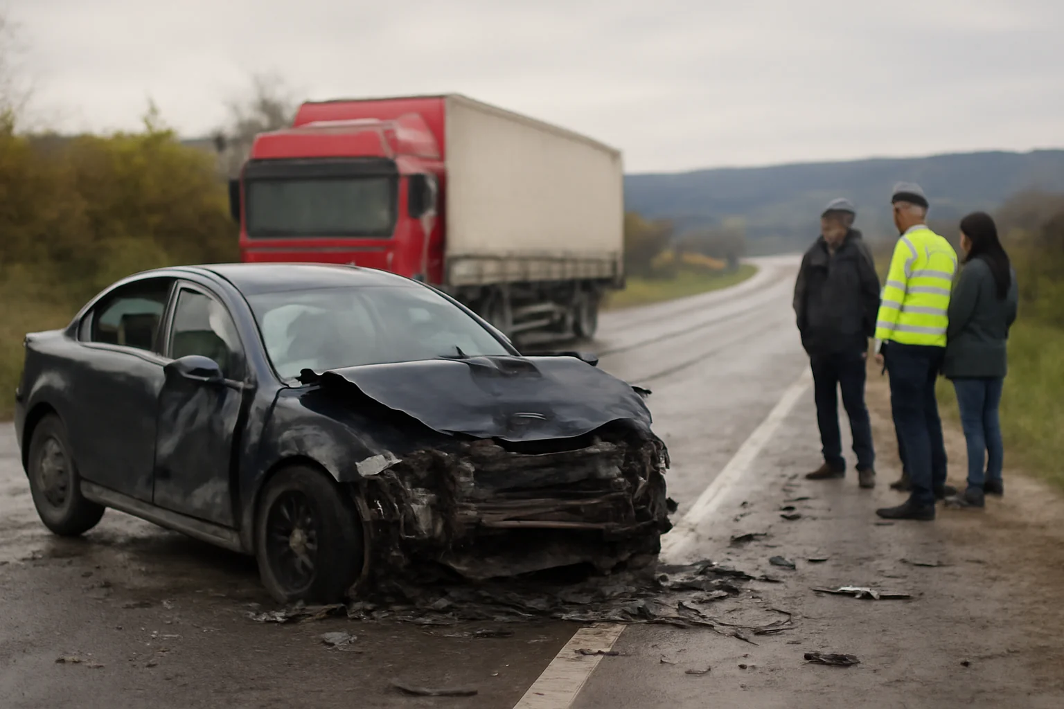Accident rutier grav pe DN 17, în Bistrița, surprins în imaginile difuzate de Știrile PRO TV