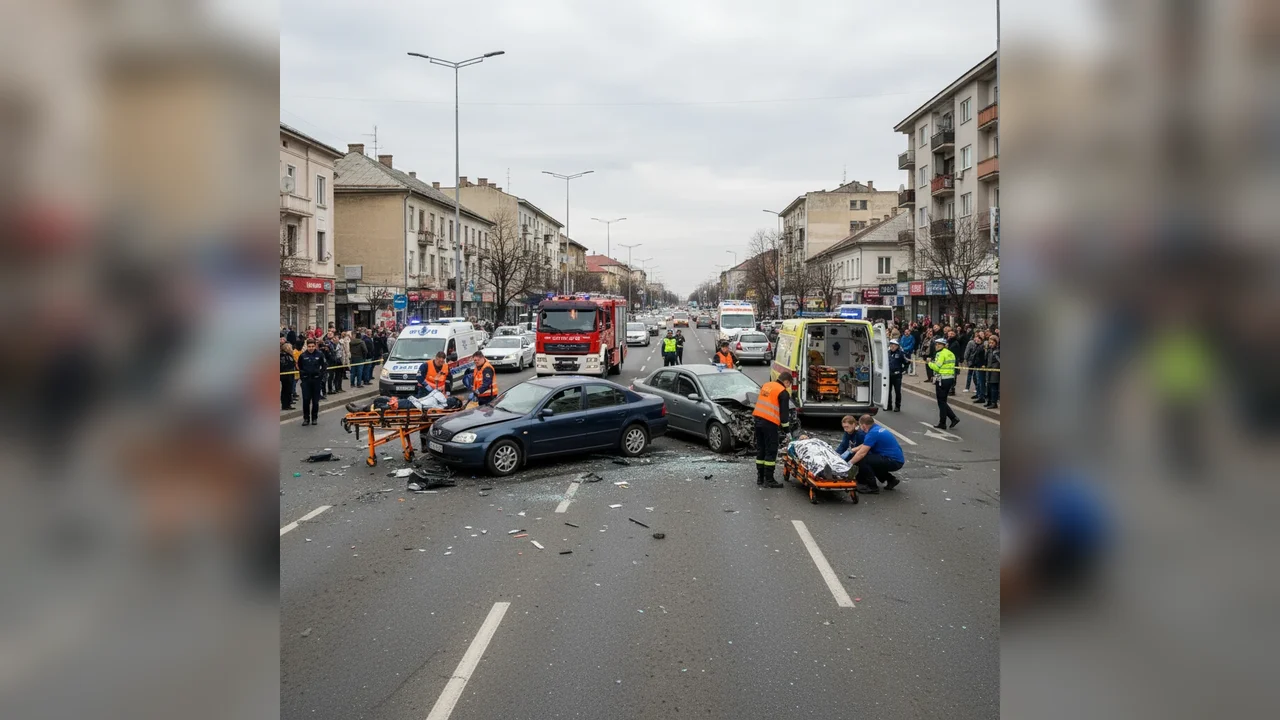 Accident rutier grav pe un bulevard din Bistrița: cuplu rănit și dosar penal deschis