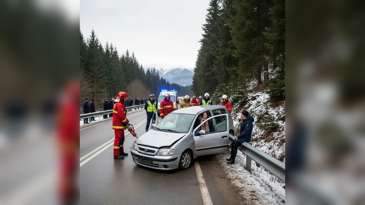 Accident rutier la Tiha Bârgăului: intervenție de urgență pentru o femeie rănită, transportată la spital în Bistrița