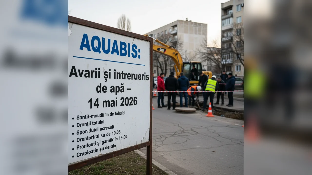 Avarii de apă AQUABIS: întreruperi pe 14 mai 2026