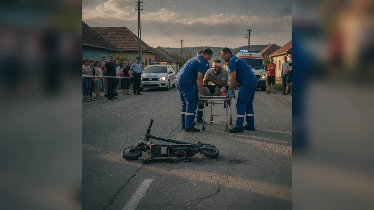 Bărbat rănit grav după căzătura de pe trotinetă în Reteag