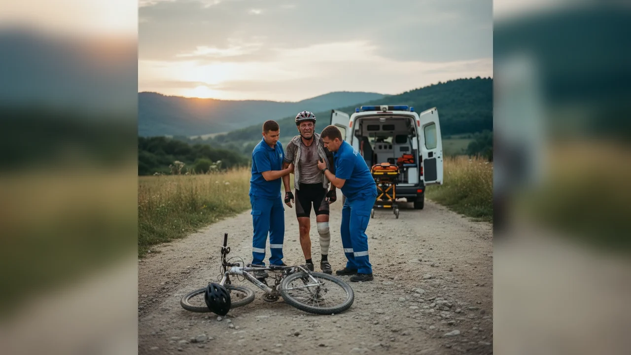 Biciclist beat s-a prăbușit pe drum la Bichigiu și s-a accidentat
