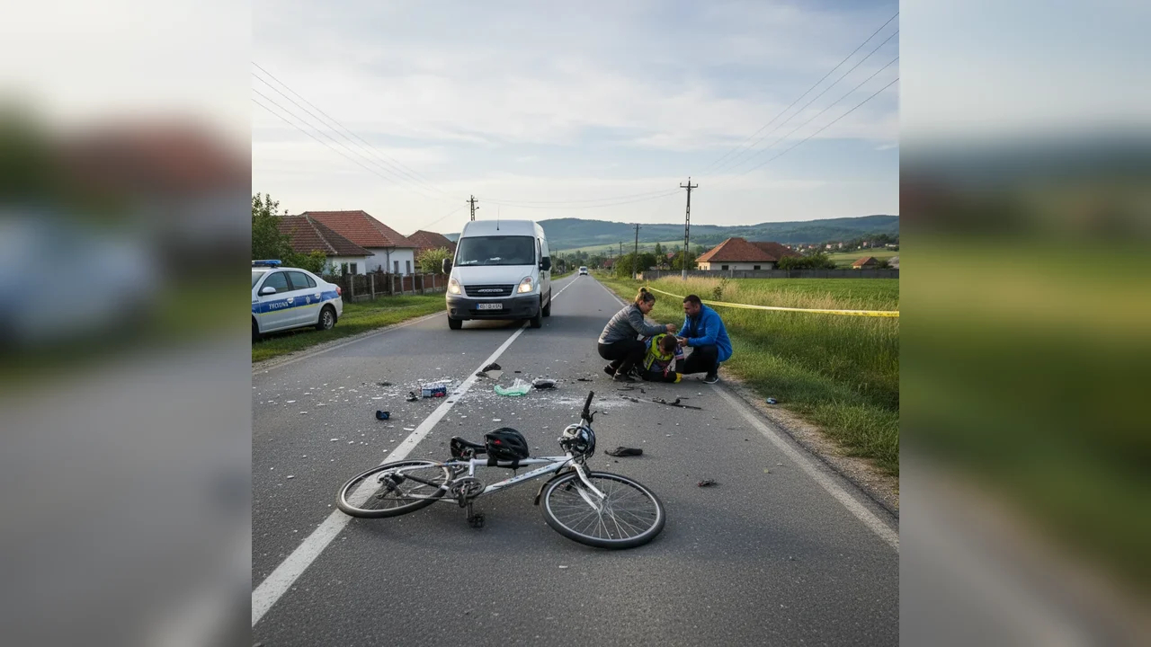Biciclist rănit după ce a fost lovit de o autoutilitară în Nușeni