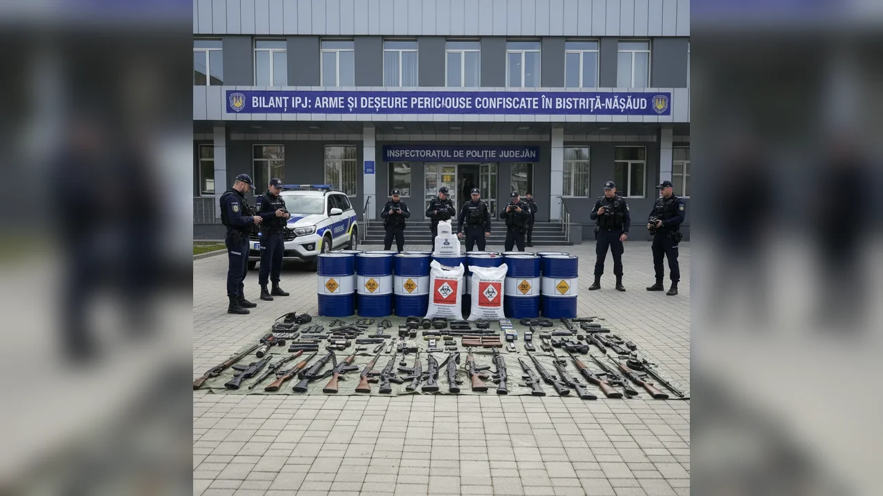 Bilanț IPJ 2025: arme și deșeuri periculoase indisponibilizate în Bistrița-Năsăud