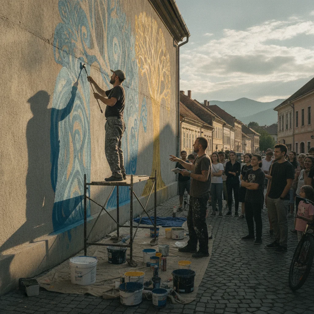 Bistrița are o nouă pictură murală, la intersecția 1 Decembrie–Petre Ispirescu