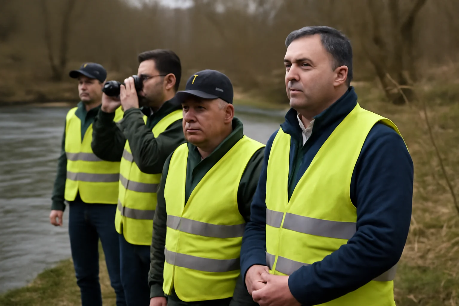 Brigadă de monitorizare pe râul Rebra, coordonată de prefect, după blocajul de gheață de circa 1 km la Bistrița
