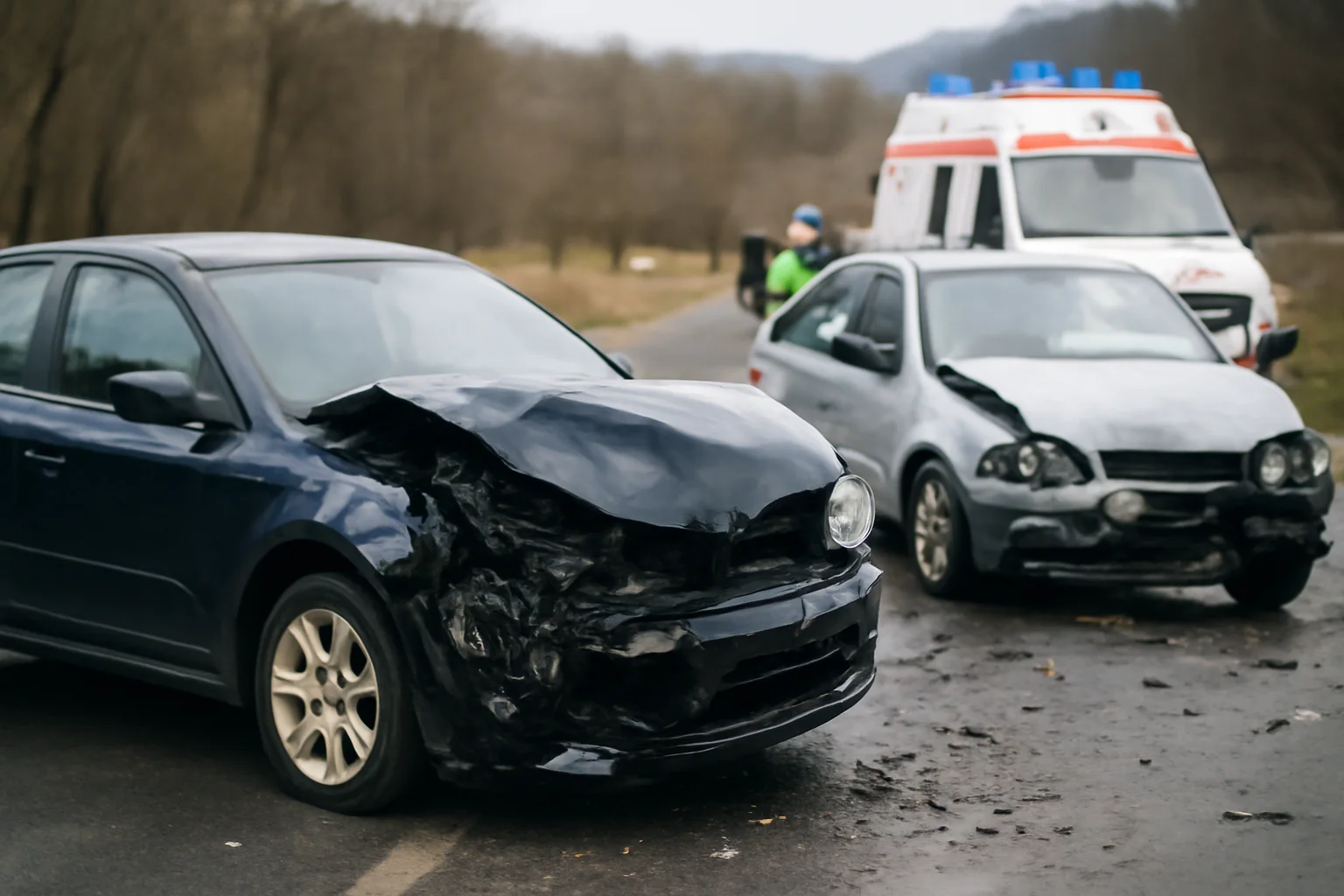 Coliziune între două autoturisme la Coșbuc, două persoane au ajuns la spital
