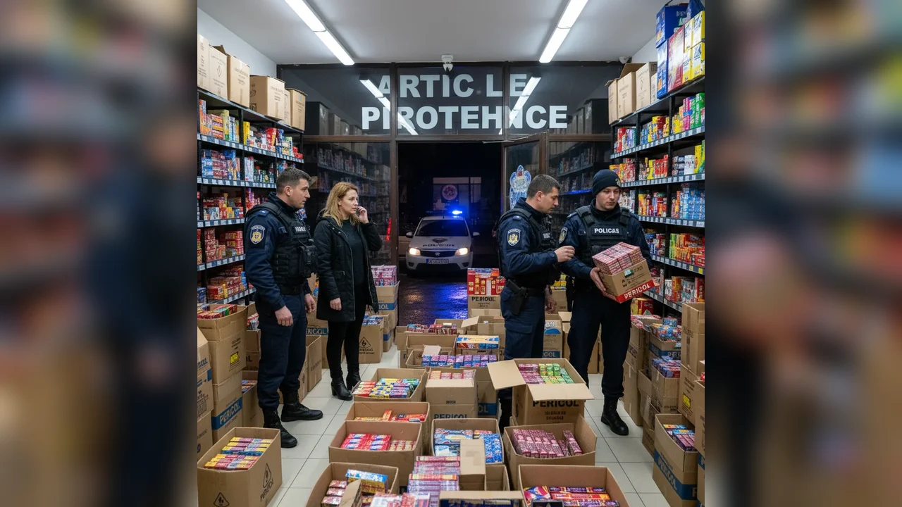 Comerț ilegal de articole pirotehnice descoperit într-un magazin local