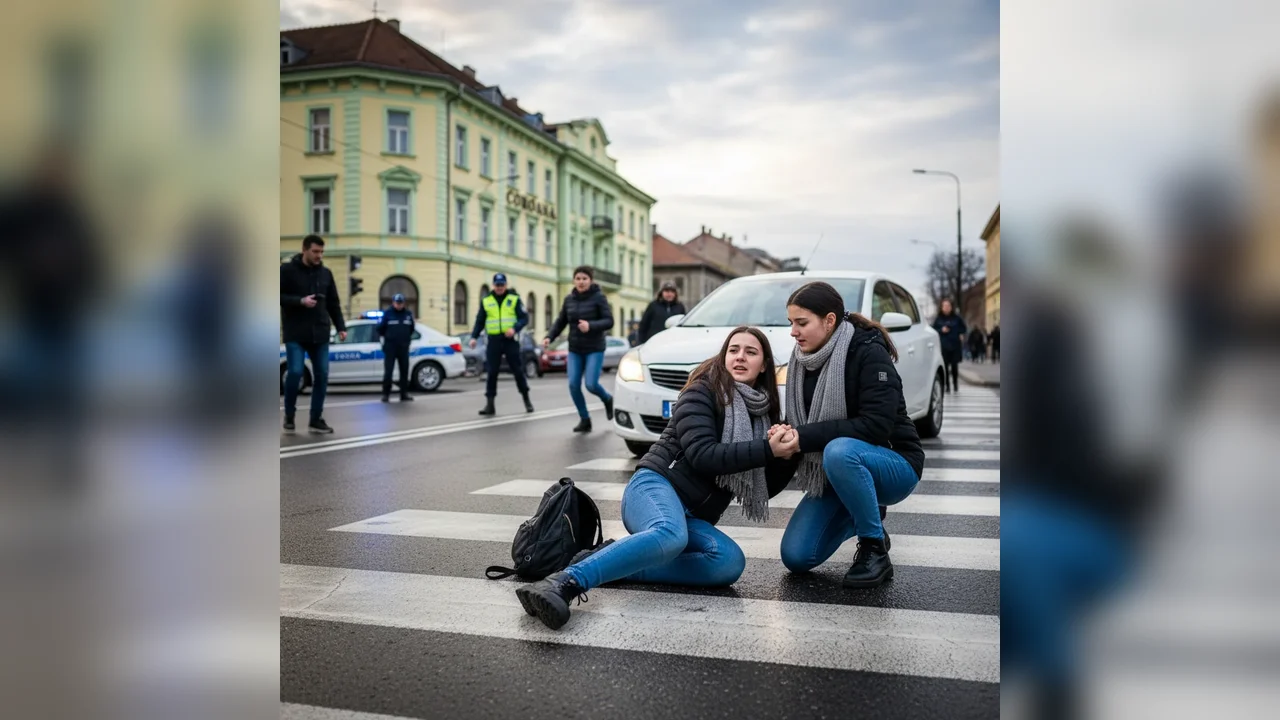 Două adolescente din Bistrița accidentate pe trecerea de pietoni din fața hotelului Coroana