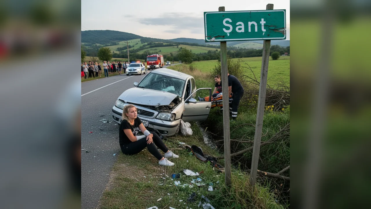 Două tinere rănite într-un accident rutier la Șanț, aproape de Bistrița