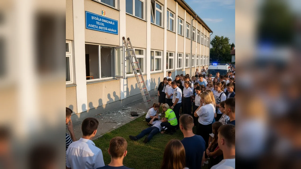 Elev de 13 ani rănit după o cădere de la etajul 1 al școlii din Telciu, județul Bistrița-Năsăud
