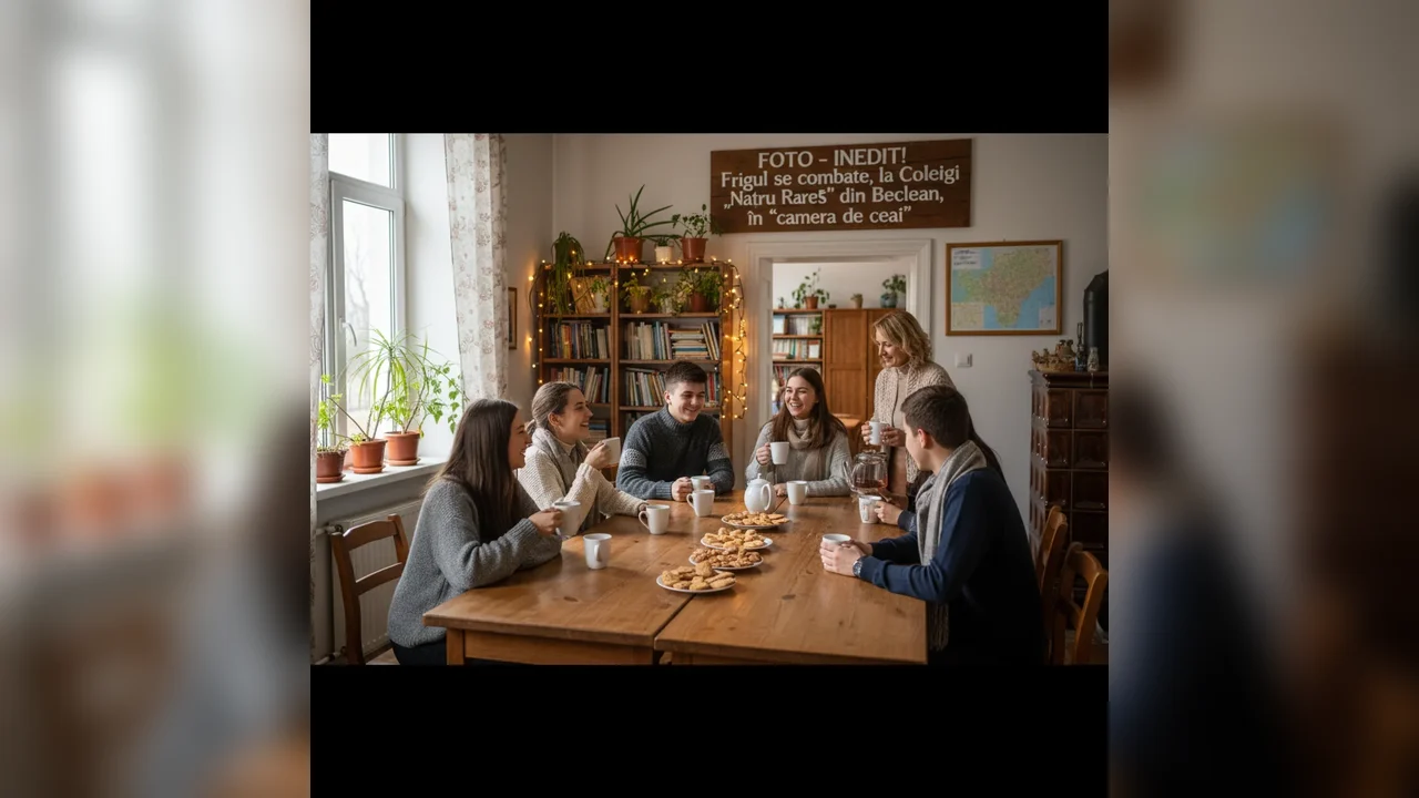 elevii se încălzesc în camera de ceai