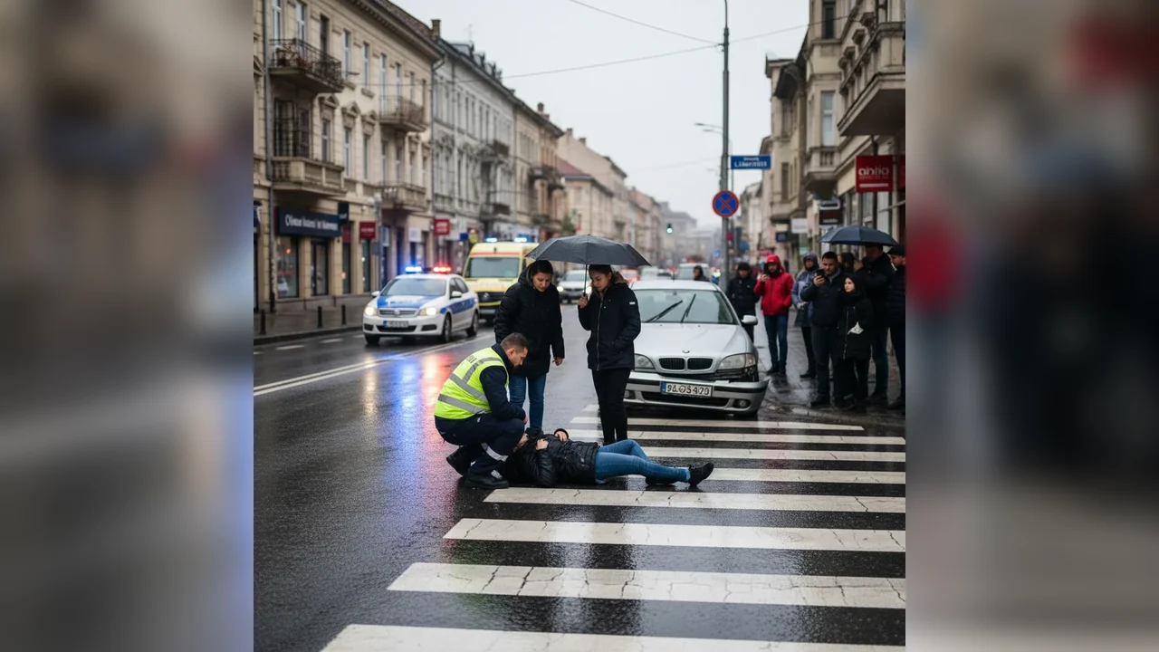 Femeie accidentată pe trecerea de pietoni de pe Libertății