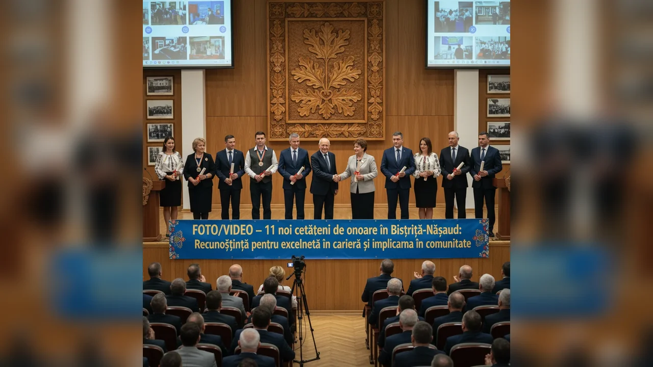 FOTO/VIDEO – 11 cetățeni de onoare noi în Bistrița-Năsăud, recompensați pentru excelență profesională și contribuții comunitare