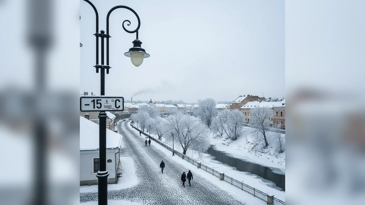 Ger persistent la Bistrița: trei zile cu temperaturi negative și minime de până la -15°C în județ