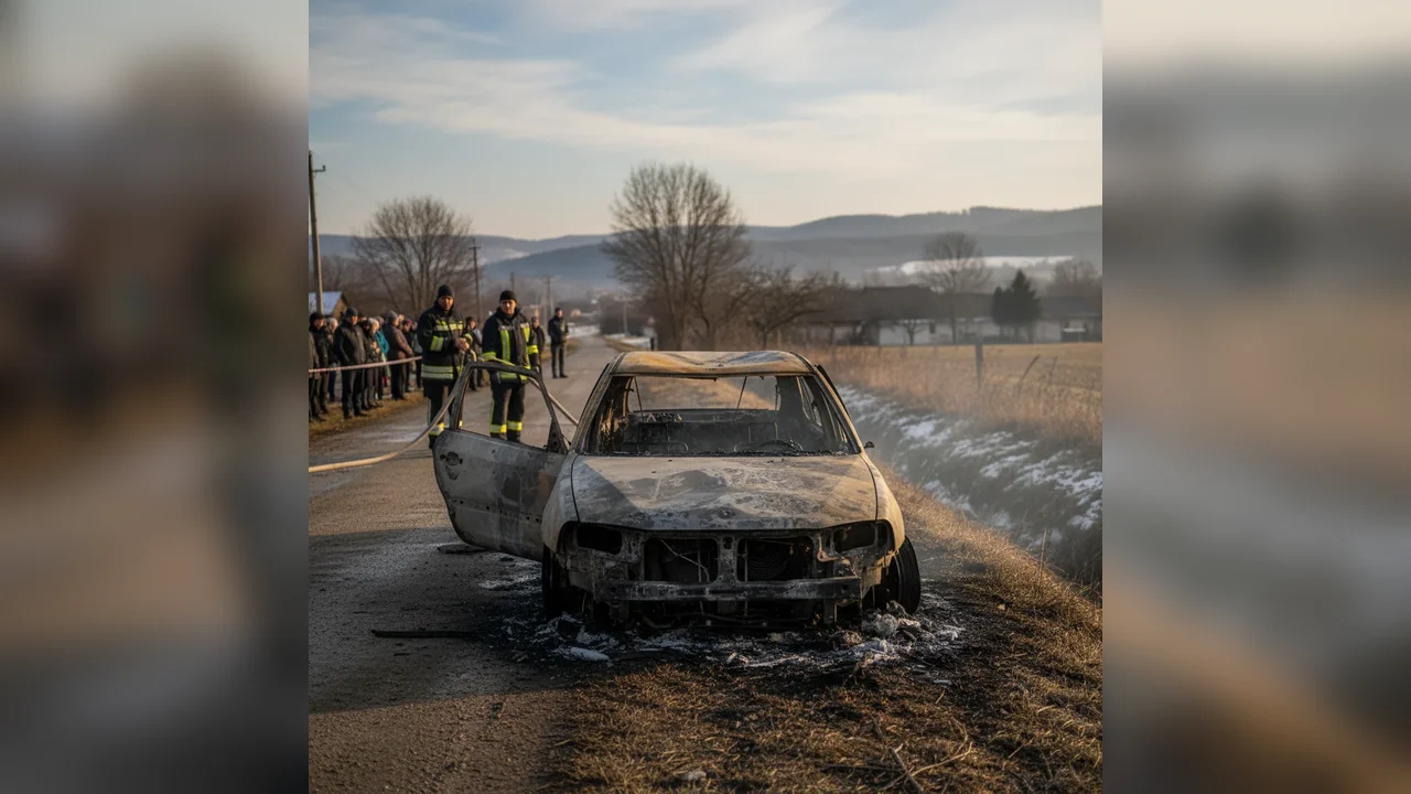 Incendiu puternic la Căianu Mic distruge o mașină