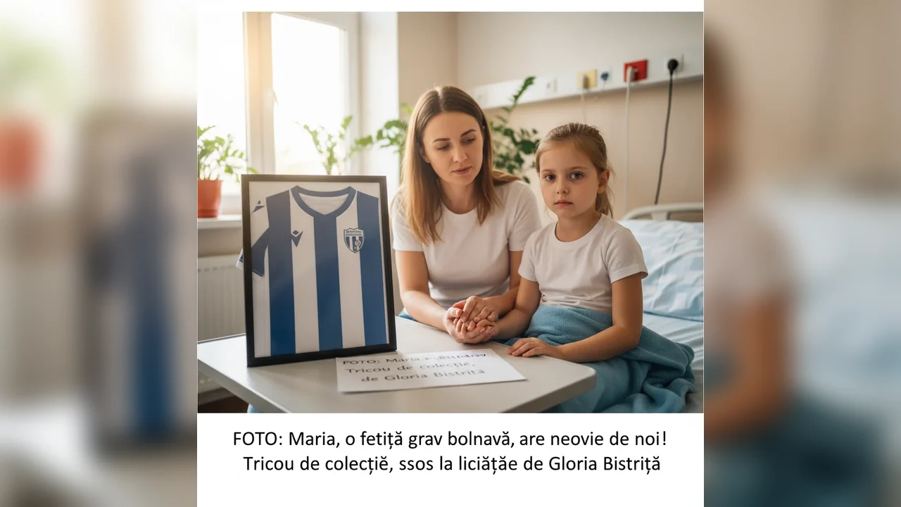 Licitație caritabilă cu tricou special de la Gloria Bistrița pentru a susține o fetiță aflată în stare gravă