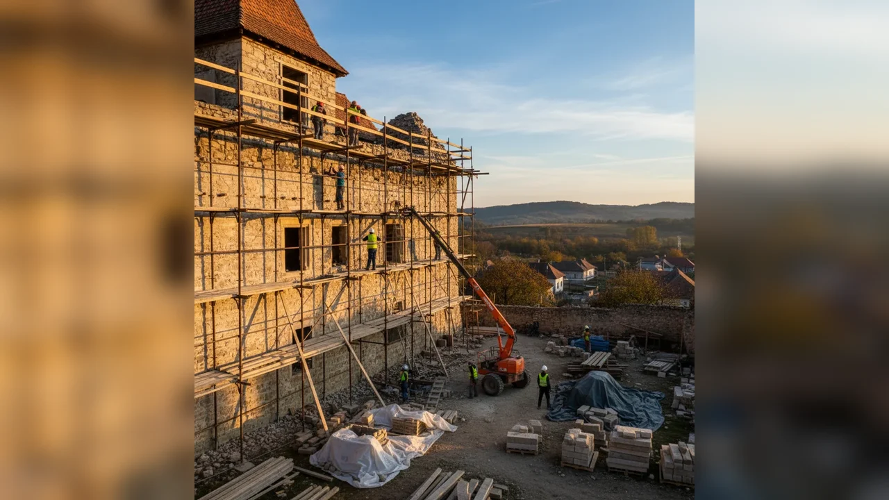 Lucrările de restaurare la castelul Teleki din Comlod avansează, anunță autoritățile de la Bistrița
