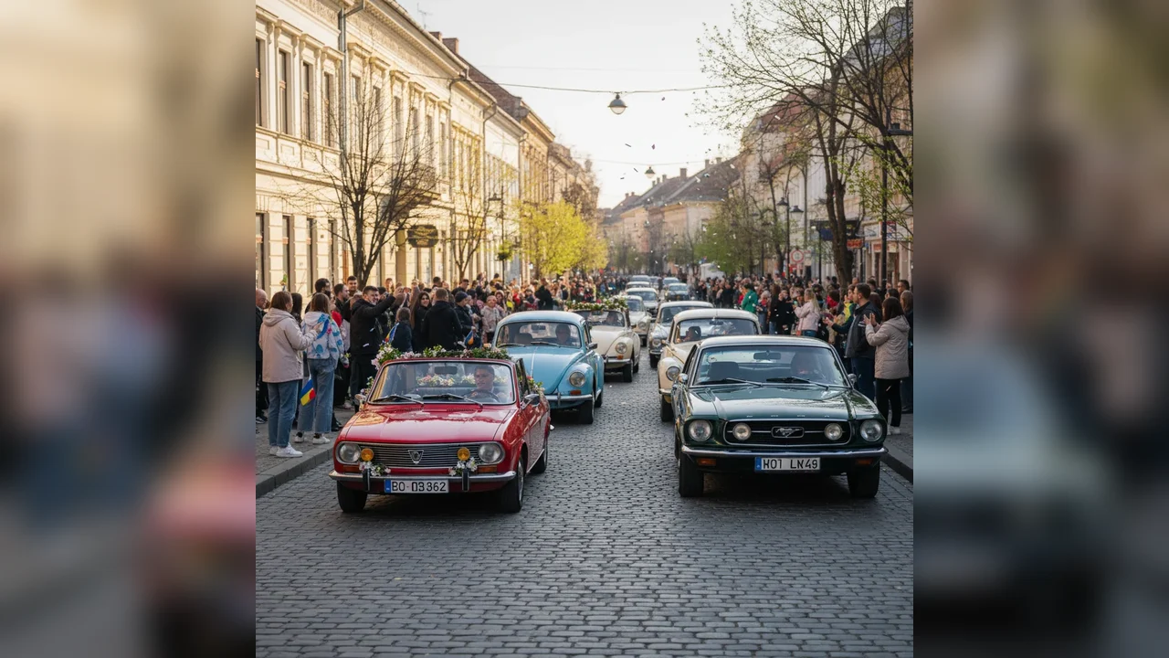 Parada mașinilor retro pe Pietonal, duminică de primăvară