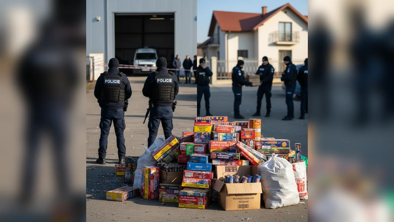 Percheziții la Beclean și Figa: peste o tonă de articole pirotehnice confiscate de polițiștii din Bistrița