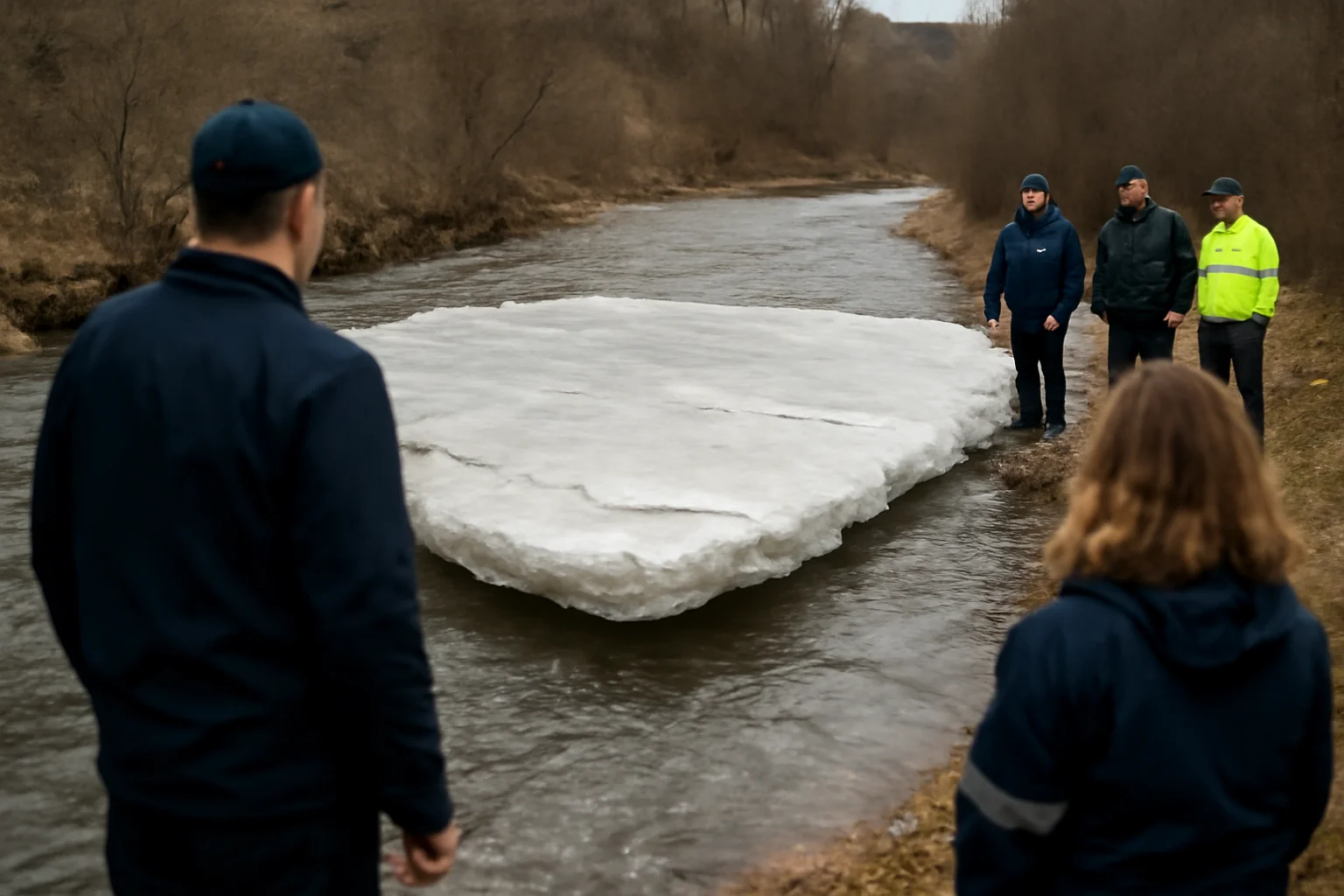 Pod de gheață de 500 de metri pe râul Rebra, monitorizat preventiv de autorități la Bistrița