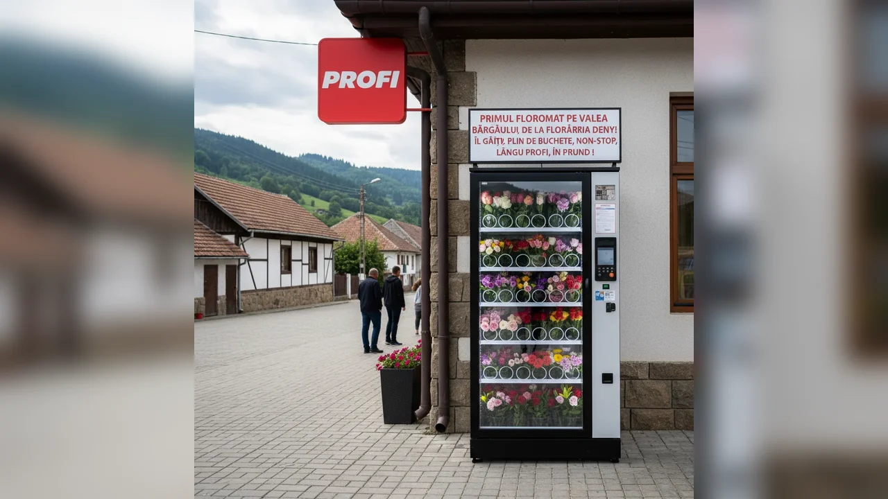 Primul floromat non-stop din Valea Bârgăului, de la Florăria Deny, lângă Profi în Prund – buchete proaspete mereu disponibile!