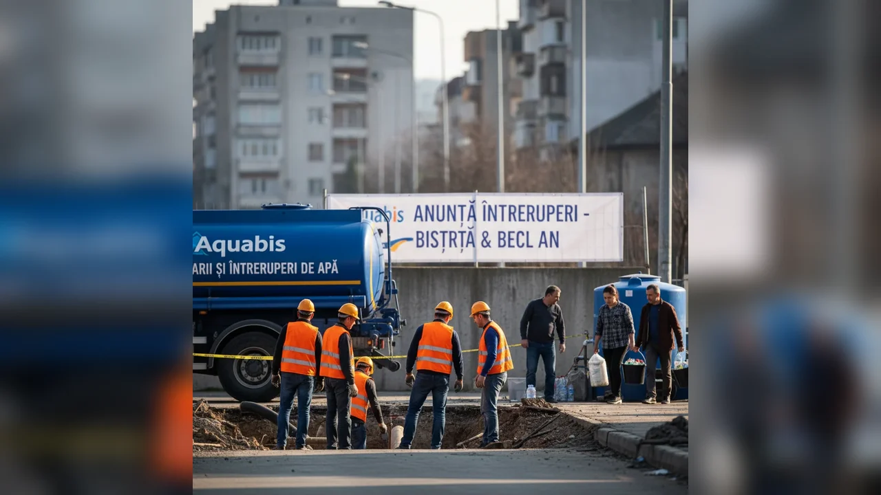 Program anunțat de Aquabis pentru întreruperile de apă din Bistrița și Beclean, pe 27 februarie