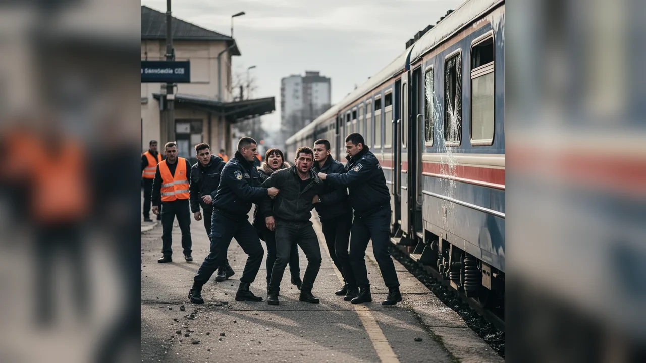 Rețineri după agresiuni și distrugeri la tren în Bistrița-Năsăud