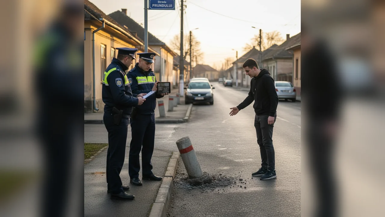 Tânăr din Prund amendat după ce a distrus un stâlpișor de beton în urma unei provocări online