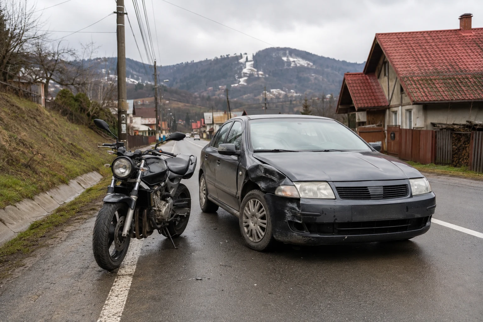 Motociclist de 20 de ani, rănit într-o coliziune pe DN 17C la Telciu