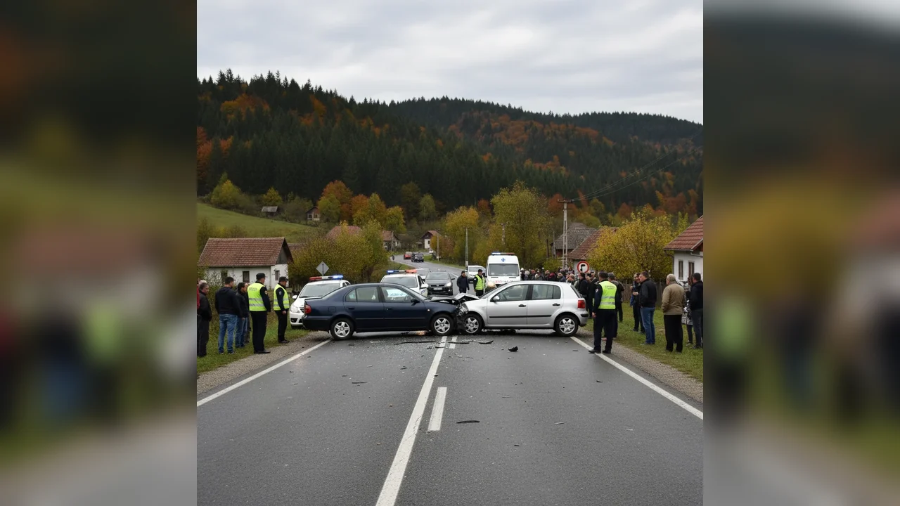 Trafic blocat pe DN 17C lângă Romuli, județul Bistrița-Năsăud, după impact între două mașini