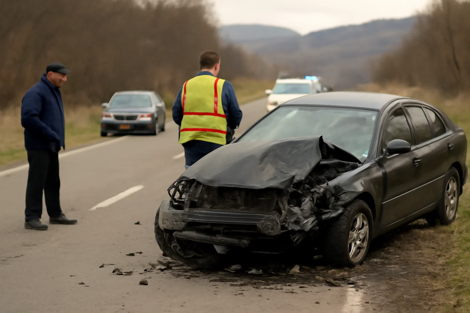 Trafic îngreunat pe DN17C, la ieșire din Romuli spre Săcel, după un accident fără victime