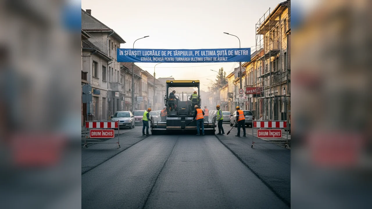 Ultimul strat de asfalt pe Tărpiului, lucrări finalizate curând