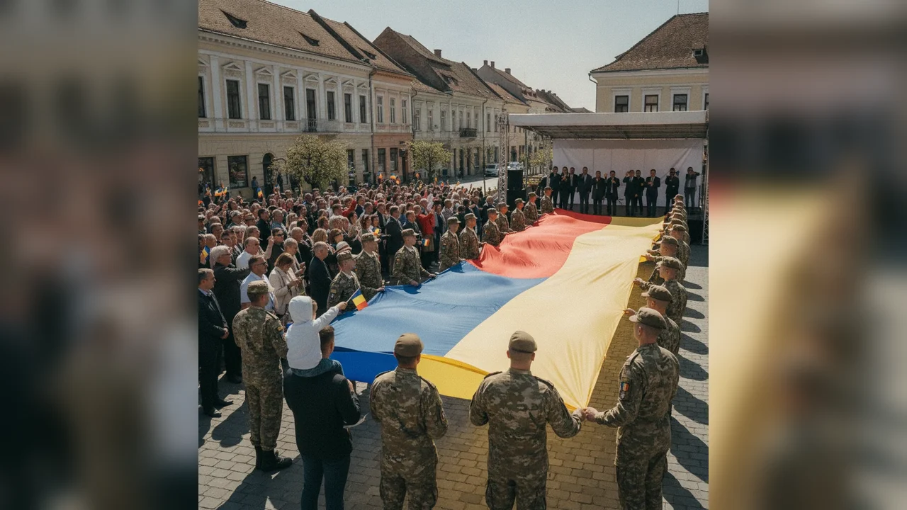 Ziua Drapelului la Bistrița: Eleve au vorbit despre simbolul național