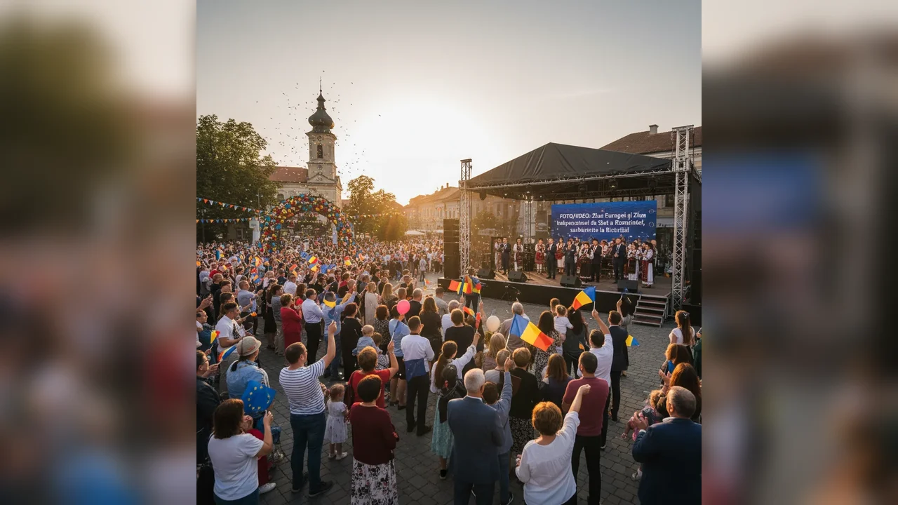 Ziua Europei și Ziua Independenței celebrate cu fast în Bistrița